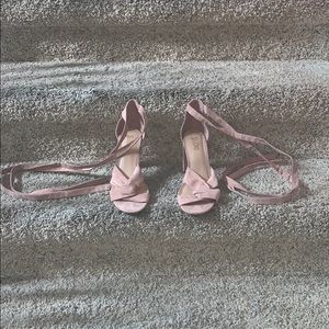 Pink Lace Up Hight Heels Worn Once